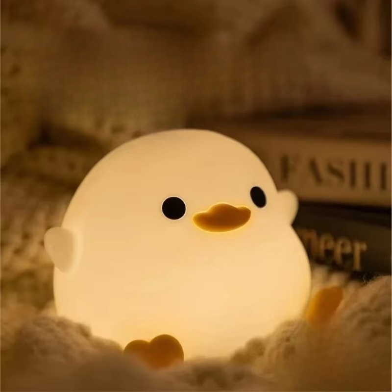 Floating Nightstand With Led Light - かわいいアヒルの漫画の動物シリコンランプ LED ナイトライト子供用キッズタッチセンサータイミング USB 充電式誕生日ギフト用