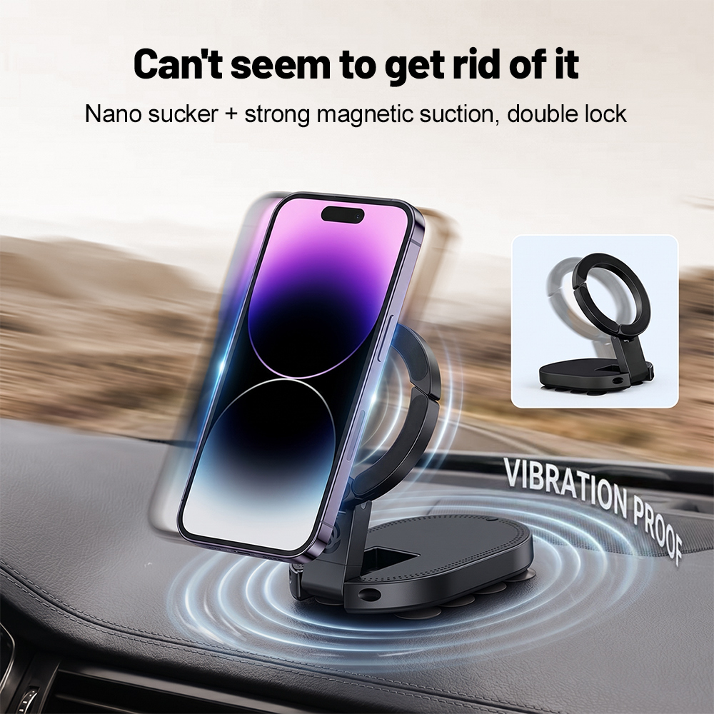 Bedroom Furniture - 360 ° 回転式3-in-1吸盤式マグネット携帯ホルダー 多角度調整可能 折りたたみ式マグネット携帯スタンド デスクトップブラケット