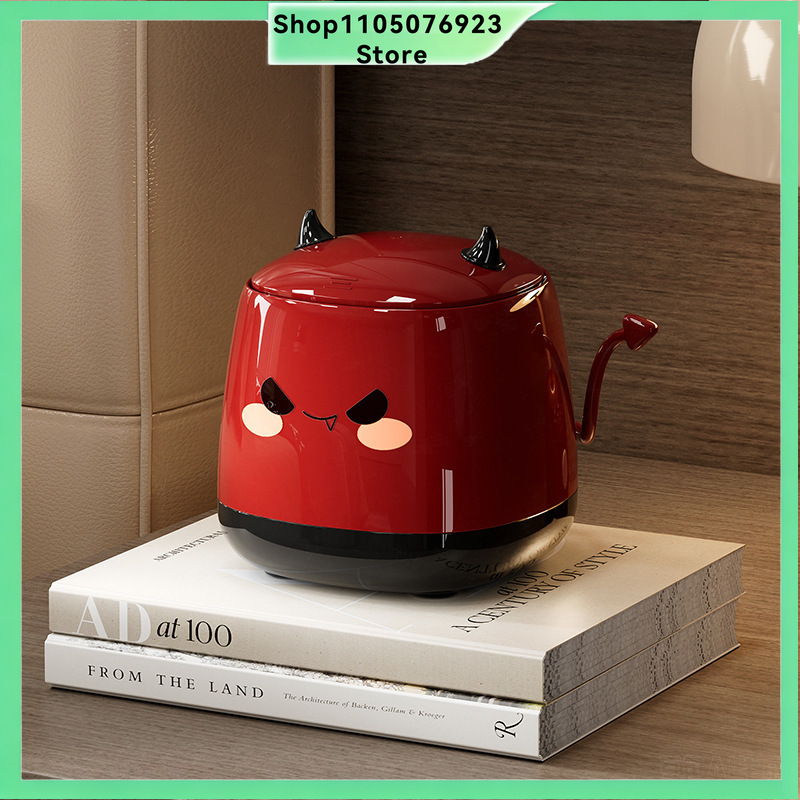 Bedroom Furniture - かわいいミニ悪魔型高級感デスクトップゴミ箱（蓋付き）、寝室オフィス寮収納ビン