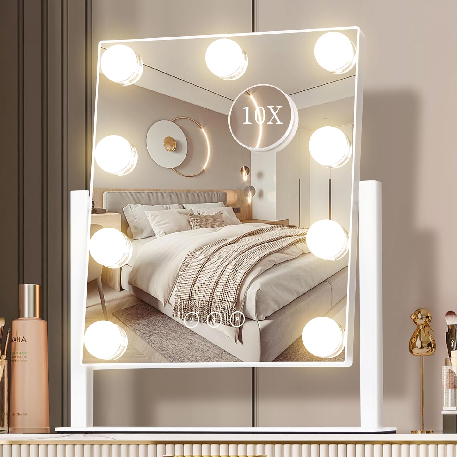 Dressing Table Vanity With Lighted Mirror - バニティミラーライト ハリウッドメイクアップミラー LED電球ライト USB電源 3色モード 調光可能