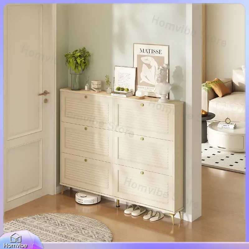 Shoe Rack Cabinet Narrow Entryway - 超薄型シューズキャビネット、無垢材製、狭い玄関に最適な収納、跳ね上げ式扉、壁掛け式、小柄なアパートメント向けの家具、整理整頓用ラック。