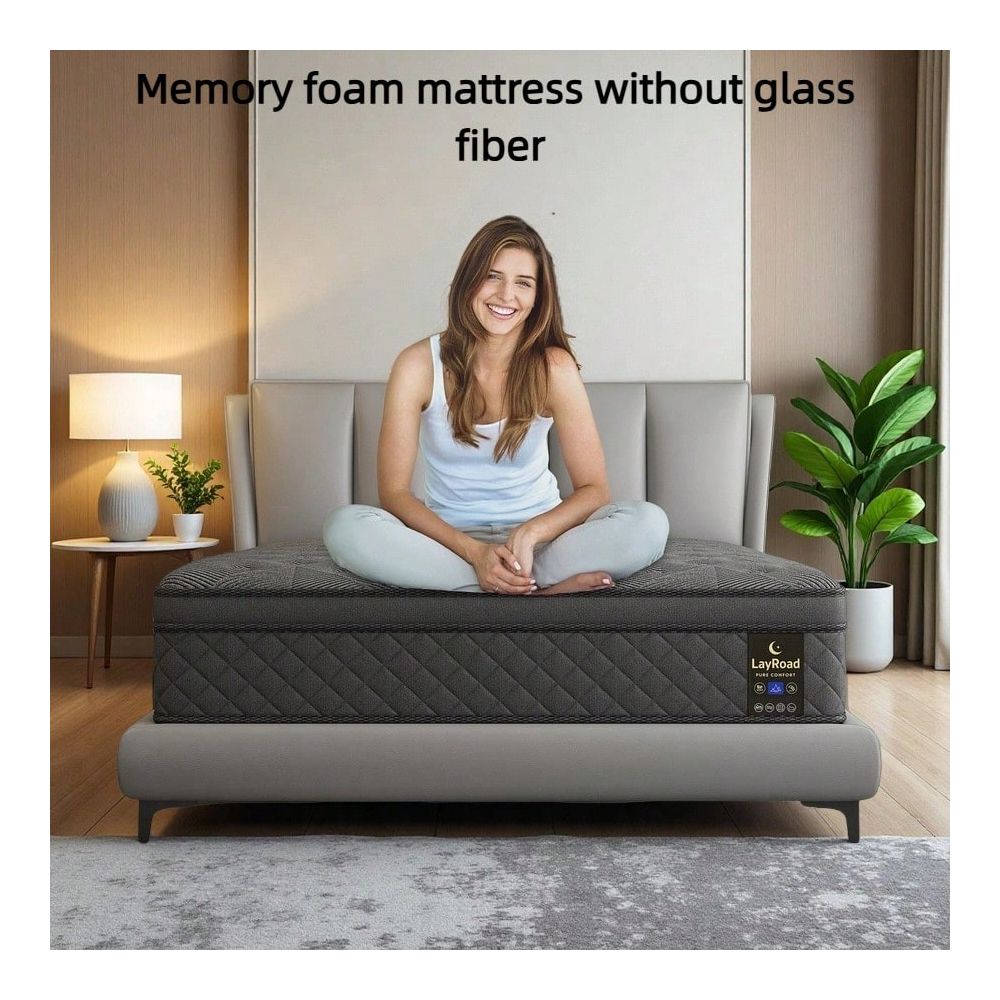 Memory Foam Mattress In A Box Queen - 12インチ、14インチの寝室用家具、ツイン、フル、クイーン、キングサイズのマットレス、ジェルメモリーフォームと独立したポケットスプリングを内蔵したグレーのマットレス