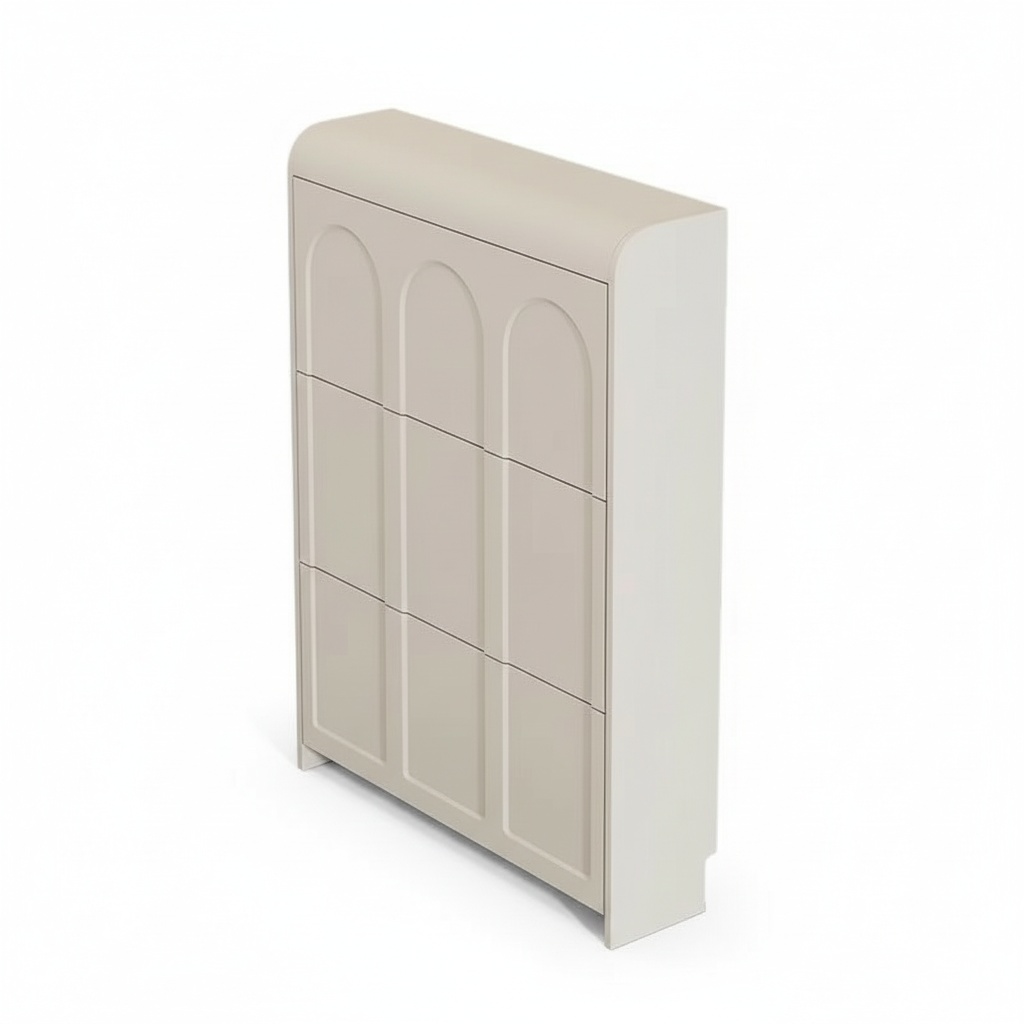 Shoe Rack Cabinet Narrow Entryway - シューズキャビネット、モダンなクリーム色の木製超薄型ナローチップシューズラック、快適なスツール付き、家庭用玄関収納オーガナイザー