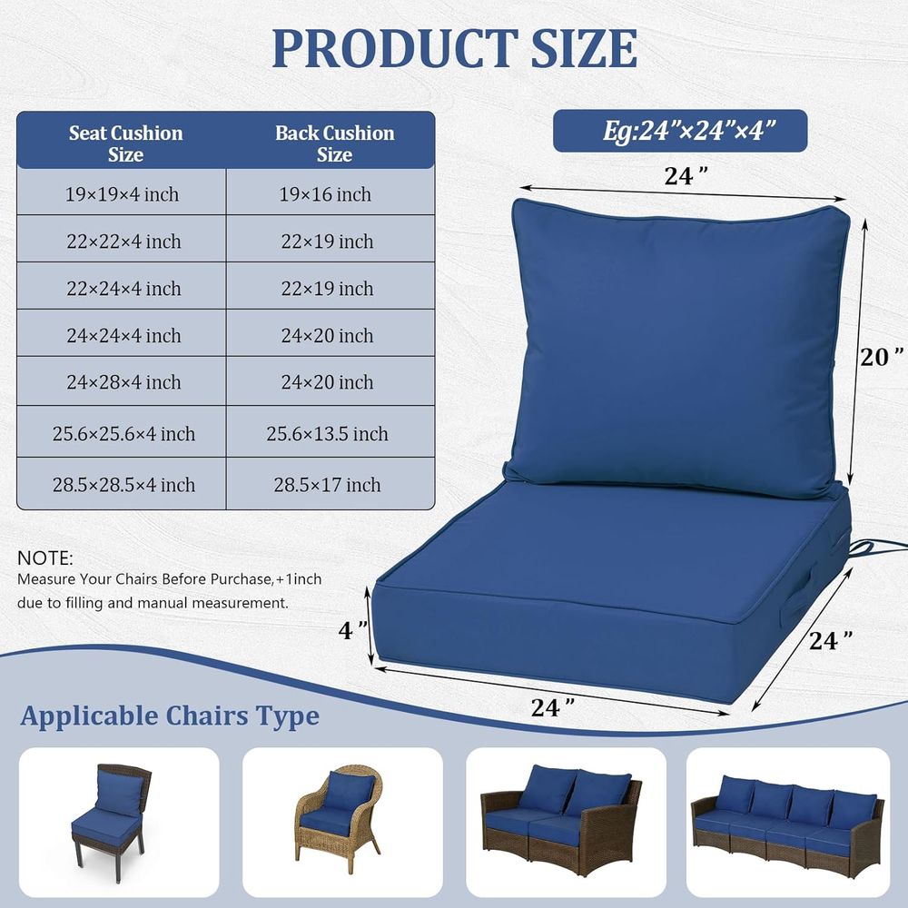 24x24インチの屋外用ディープシートクッション4個セット、 - Outdoor Furniture のレビューと価格