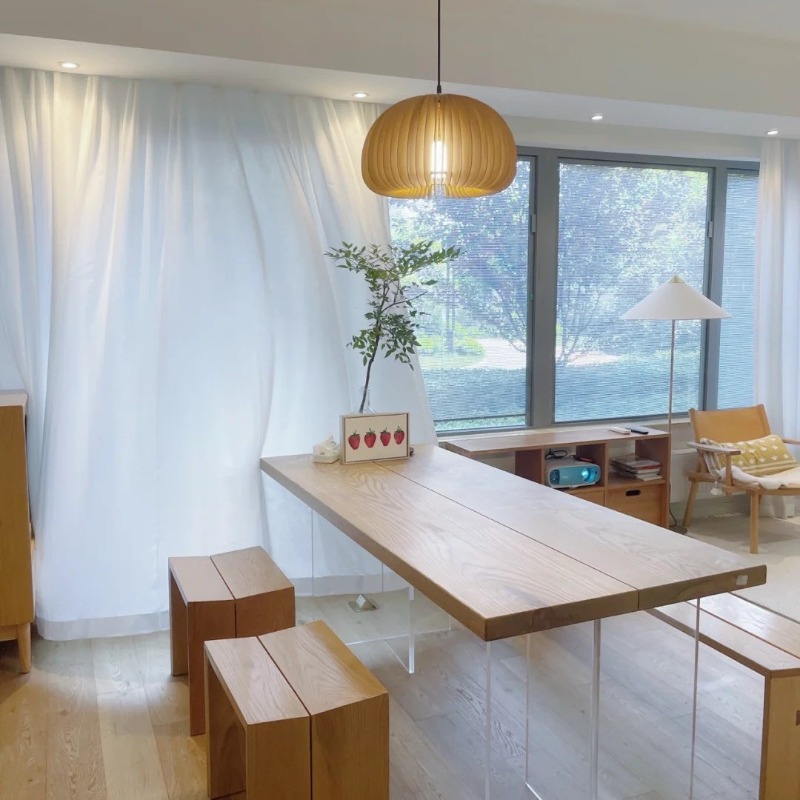 北欧無垢材アクリルフローティングテーブルモダンシンプルスタデ - Tables のレビューと価格