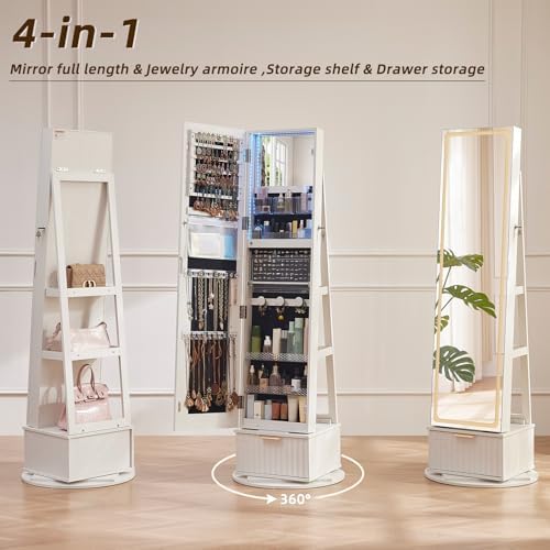溝付き360 °   回転式ジュエリーアルモアキャビネット、 - Full Length Mirror Jewelry Armoire のレビューと価格