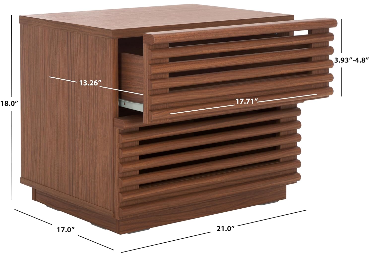 アヴェリ ダークウォールナット 2段引き出し付きナイトテーブ - Solid Wood Nightstand 2 Drawers のレビューと価格