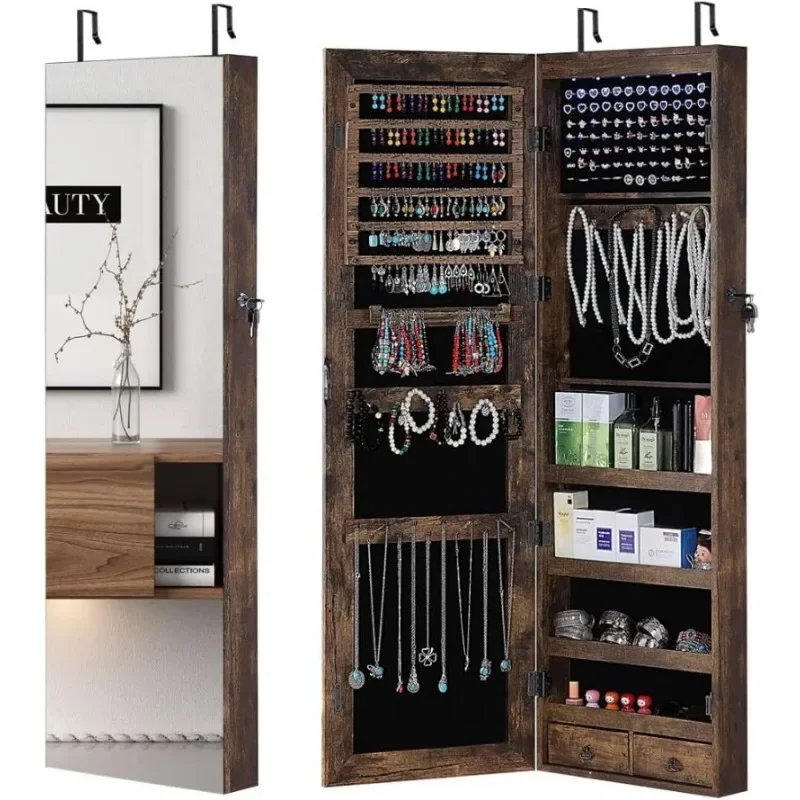 フルレングスミラー付きジュエリーキャビネット、6つのLEDラ - Full Length Mirror Jewelry Armoire のレビューと価格