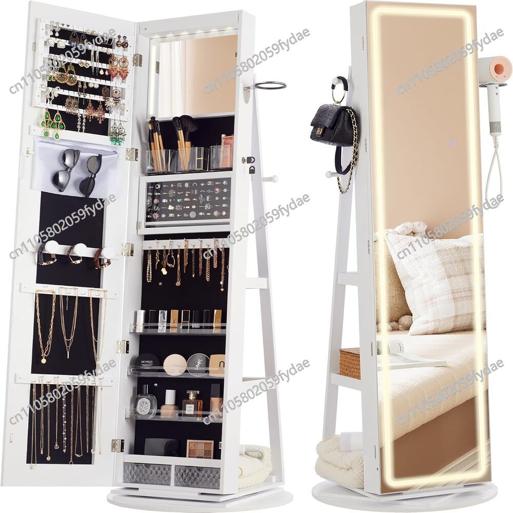 ミラー付きジュエリーキャビネット、360度回転式 °   回 - Full Length Mirror Jewelry Armoire のレビューと価格
