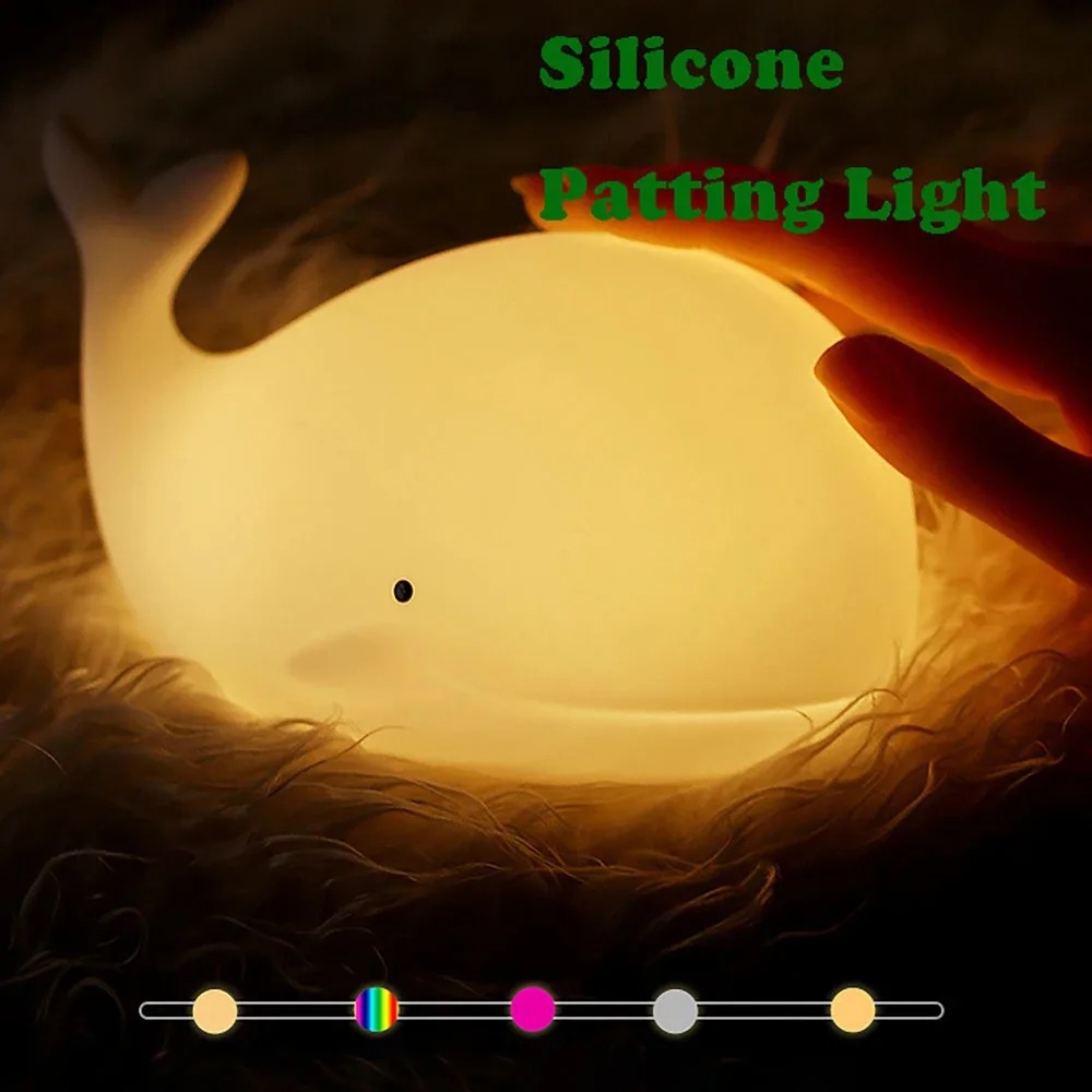 LED ナイトライトかわいいクジラ漫画動物シリコンランプ子供 - Floating Nightstand With Led Light のレビューと価格