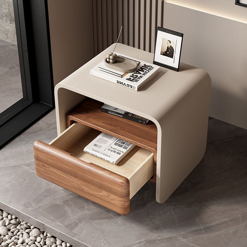 高級無垢材回転式ナイトスタンド家具、ホームリビングルーム用サ - Solid Wood Nightstand 2 Drawers のレビューと価格
