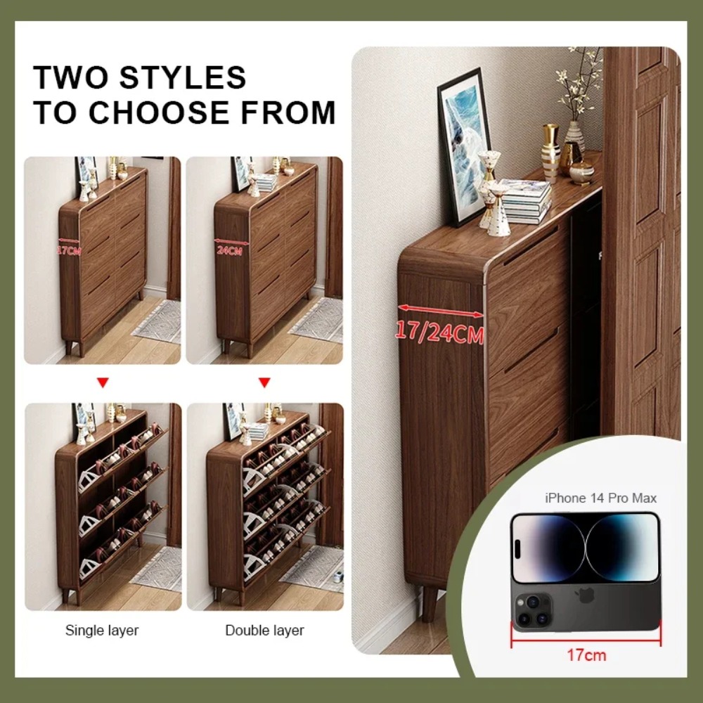 スリムな折りたたみ式靴箱、素朴な木製玄関靴棚、狭い靴収納オー - Shoe Rack Cabinet Narrow Entryway のレビューと価格