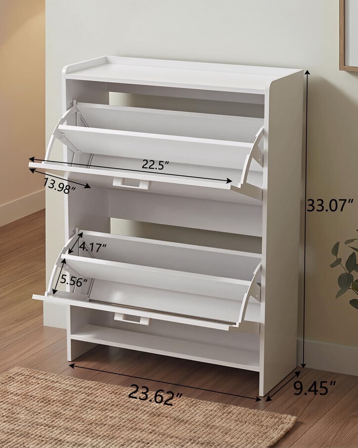 # 狭い靴箱、2つの跳ね上げ式引き出し付き、玄関や廊下用の自 - Shoe Rack Cabinet Narrow Entryway のレビューと価格