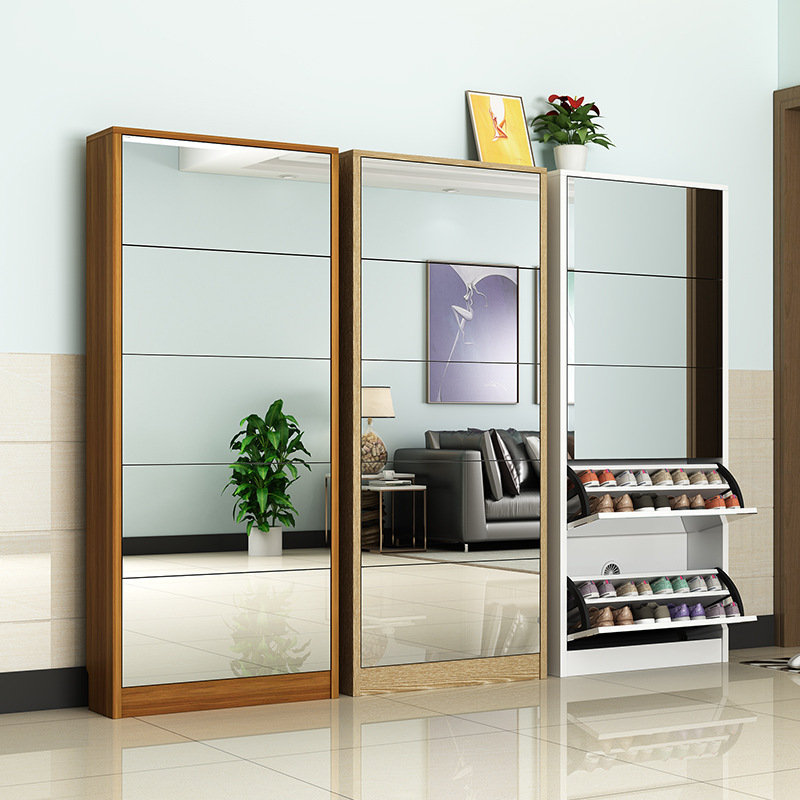 モダンな木製靴箱、鏡付きスリム玄関靴収納オーガナイザー、狭い - Shoe Rack Cabinet Narrow Entryway のレビューと価格