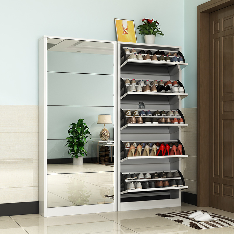 モダンな木製靴箱、鏡付きスリム玄関靴収納オーガナイザー、狭い - Shoe Rack Cabinet Narrow Entryway のレビューと価格