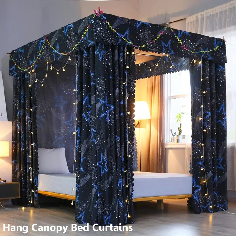 クイーンサイズのベッドに最適な、高級感のあるキャノピーベッド - Canopy Bed Frame Metal Queen のレビューと価格