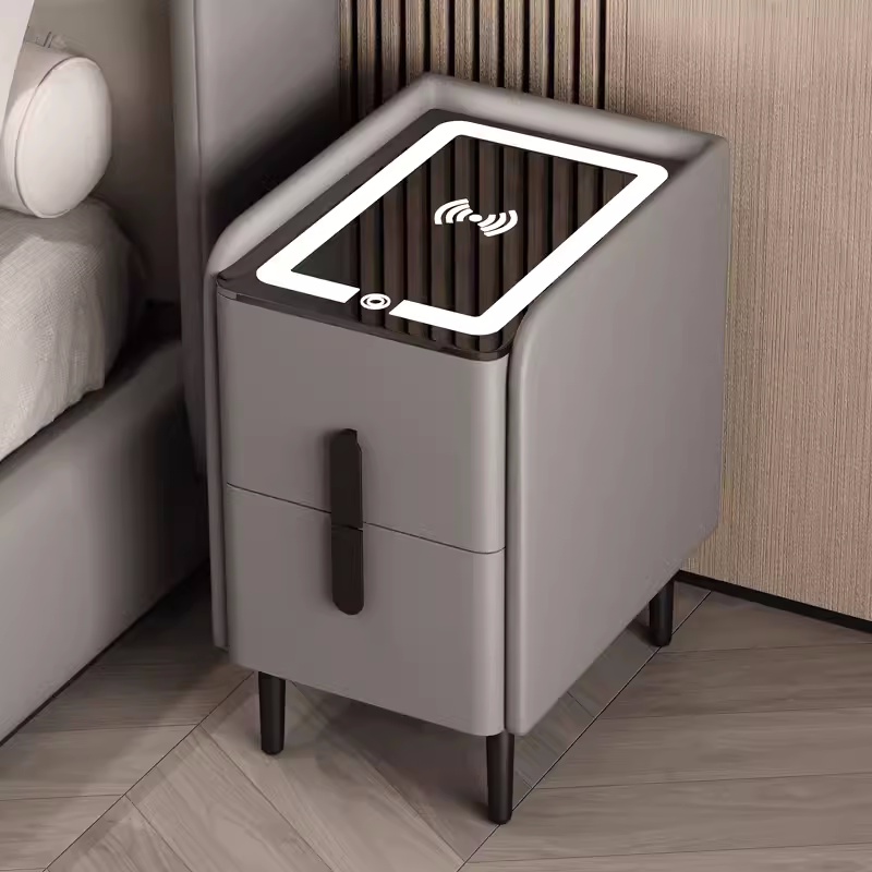 北欧スタイルのスマートベッドサイドテーブル、ワイヤレス充電機 - Solid Wood Nightstand 2 Drawers のレビューと価格