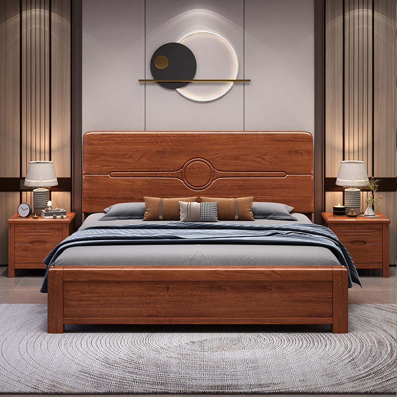 ウォールナット無垢材ベッド シンプル ダブル ハイボックス収 - Gas Lift Storage Bed Hydraulic のレビューと価格