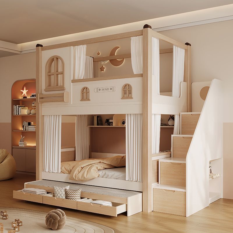 子供用二段ベッド スライドと収納階段付き クイーンサイズ 子 - Bunk Bed With Stairs And Slide のレビューと価格