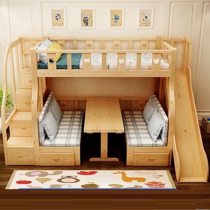 多機能二段ベッド、無垢材収納引き出し付き、調節可能な子供用・ - Bunk Bed With Stairs And Slide のレビューと価格