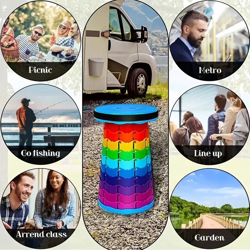 レインボー伸縮式キャンプスツール ポータブル 厚手 折りたた - Outdoor Furniture のレビューと価格
