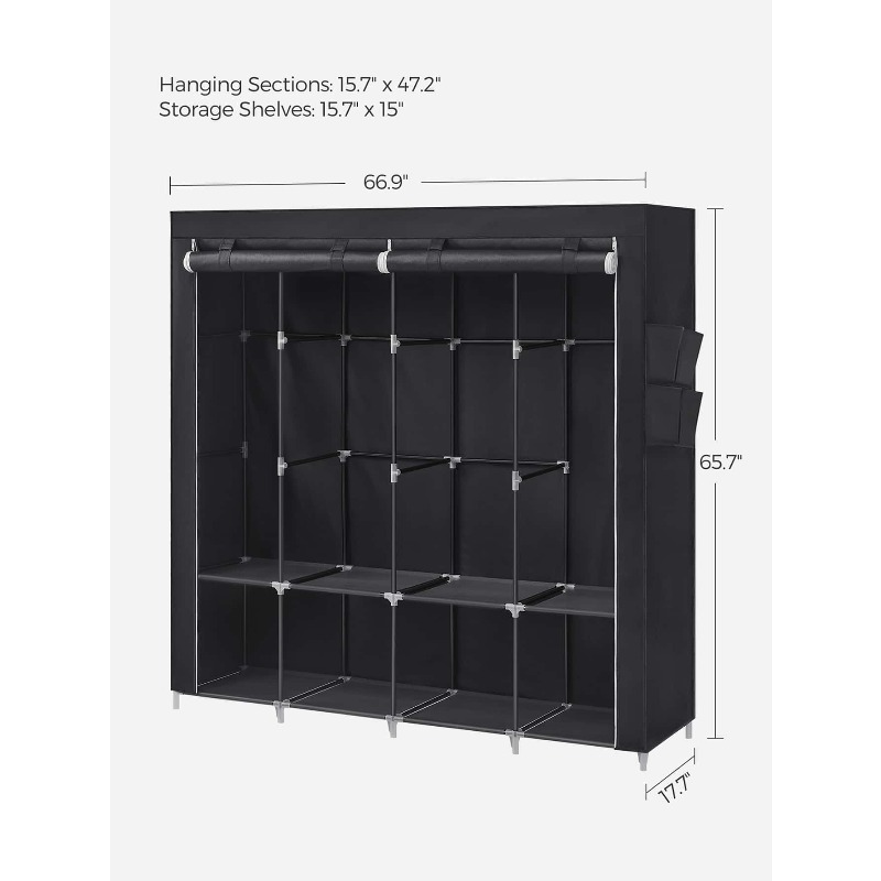 ポータブルクローゼット、カバー付きワードローブクローゼットオ - Wardrobe Closet Portable Fabric Cover のレビューと価格