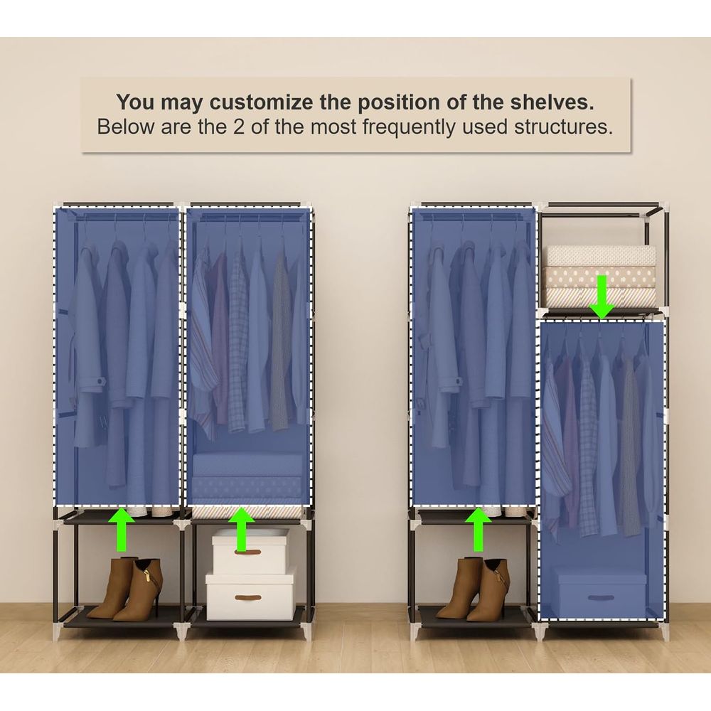 小さな部屋用のポータブルクローゼットワードローブ、吊り下げロ - Wardrobe Closet Portable Fabric Cover のレビューと価格