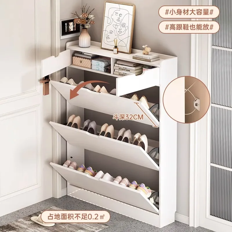 無垢材コアシューズキャビネット 深さ17cm 狭い玄関用シュ - Shoe Rack Cabinet Narrow Entryway のレビューと価格
