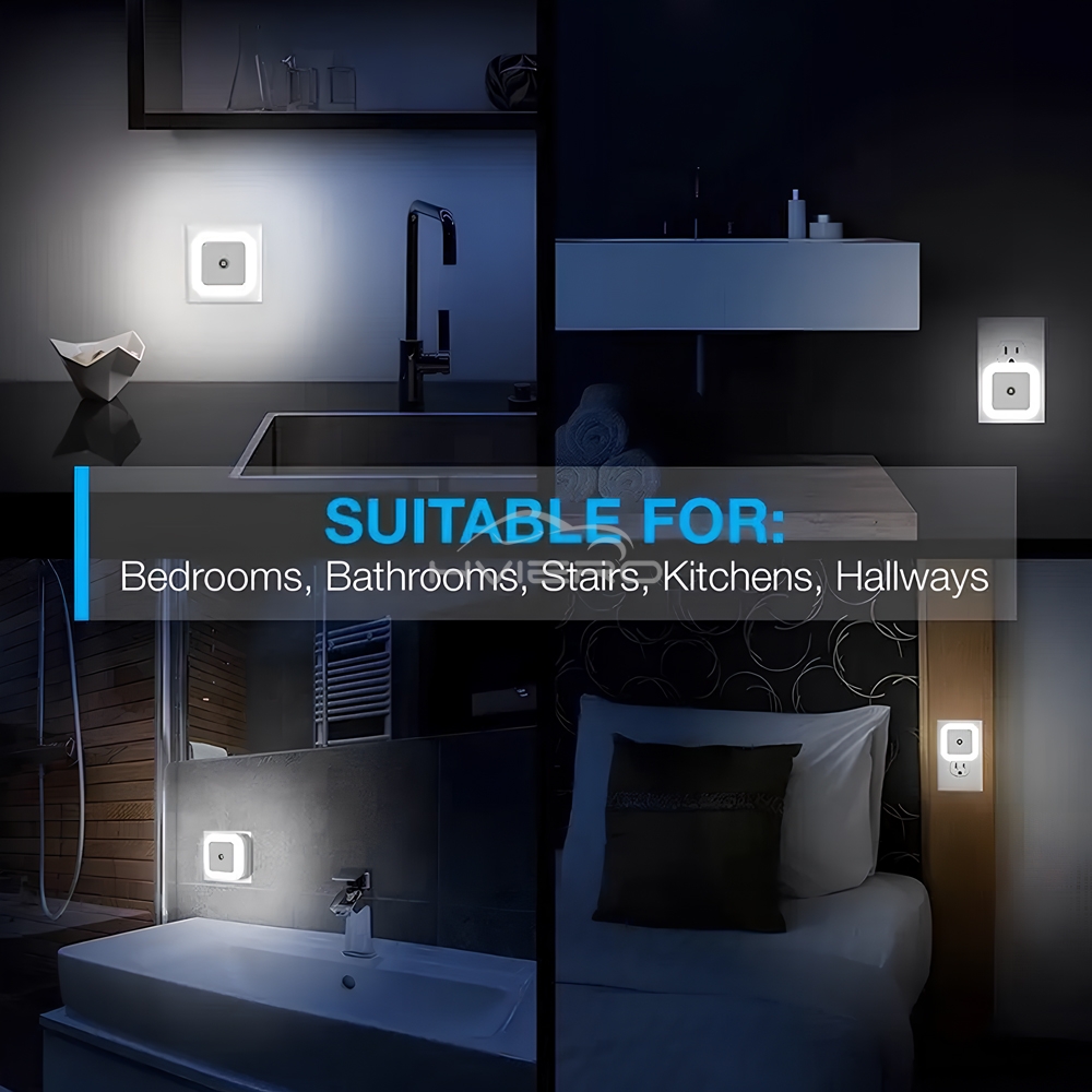 ワイヤレスセンサーLEDナイトライト EUプラグ ミニスクエ - Floating Nightstand With Led Light のレビューと価格