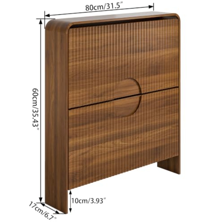 玄関用スリムシューズキャビネット、2段扉付き、棚なし、溝付き - Shoe Rack Cabinet Narrow Entryway のレビューと価格