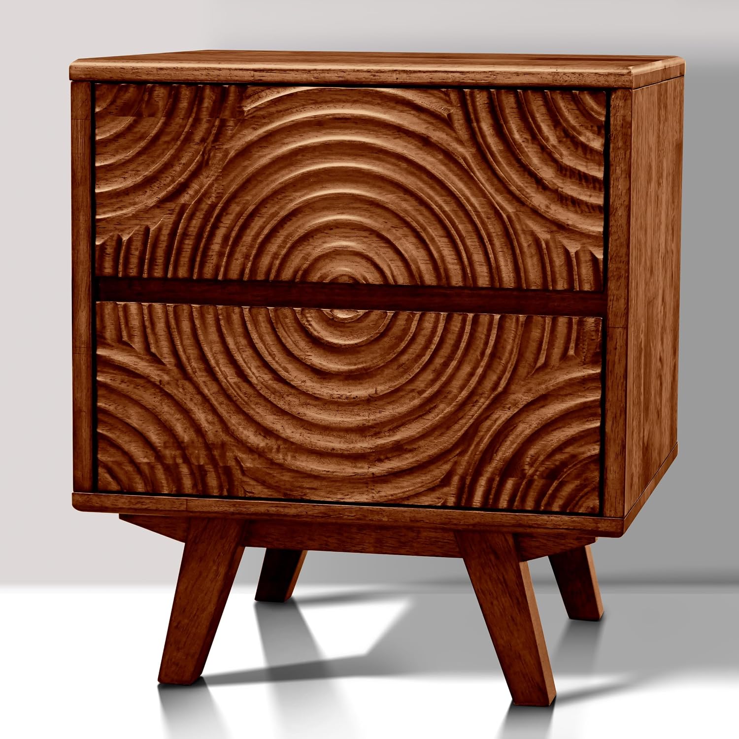 アカシア無垢材製ナイトスタンド（引き出し2つ付き）、ウォール - Solid Wood Nightstand 2 Drawers のレビューと価格