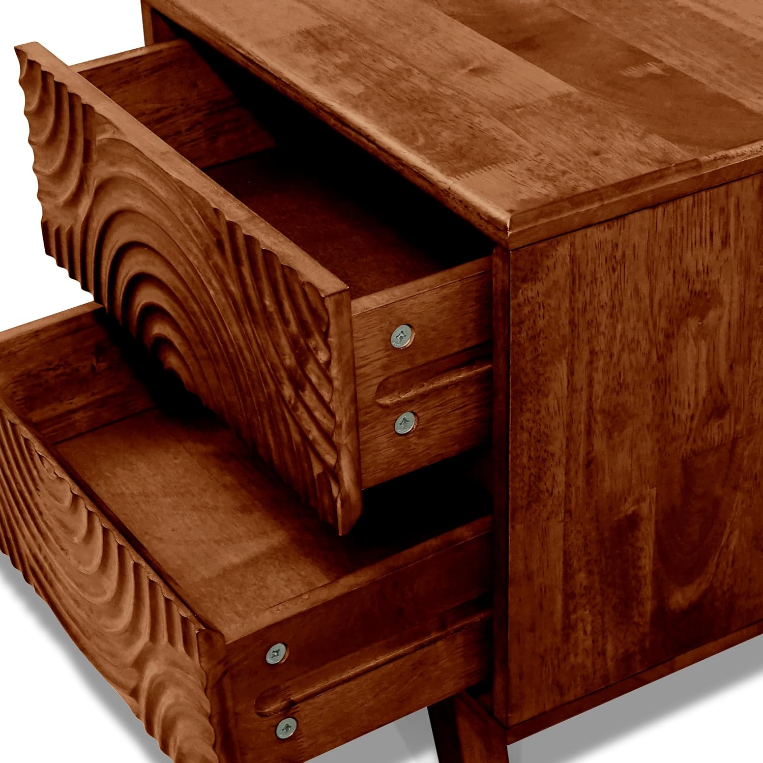アカシア無垢材製ナイトスタンド（引き出し2つ付き）、ウォール - Solid Wood Nightstand 2 Drawers のレビューと価格