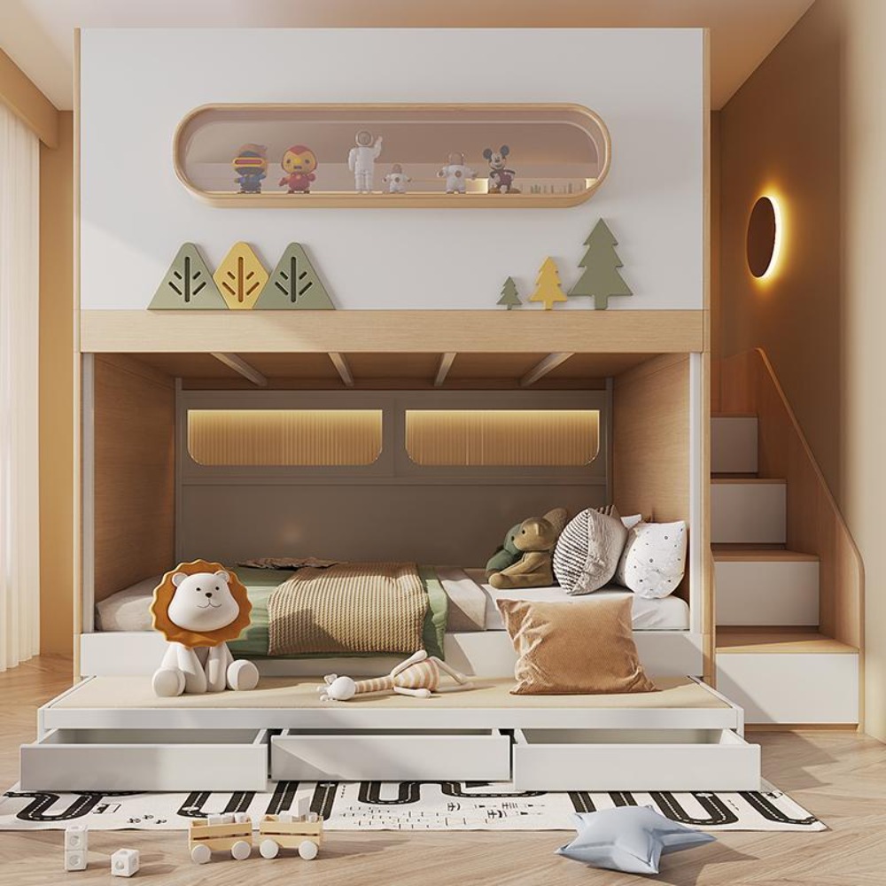 宇宙カプセル型ツリーハウス二段ベッド、滑り台とボールプール付 - Bunk Bed With Stairs And Slide のレビューと価格
