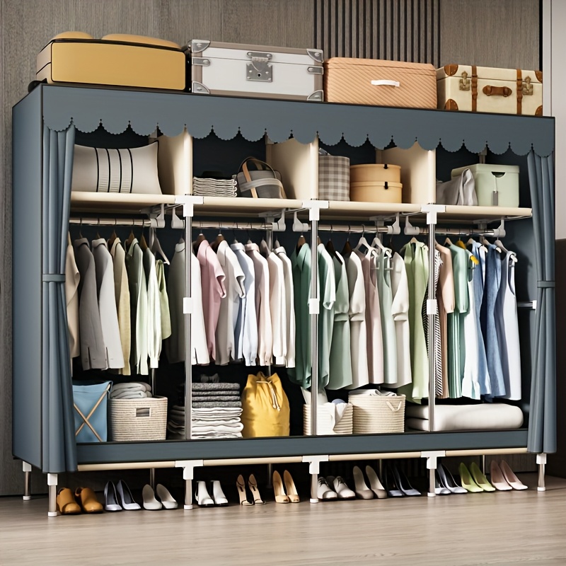 金属フレームのポータブルクローゼットオーガナイザー、吊り下げ - Wardrobe Closet Portable Fabric Cover のレビューと価格