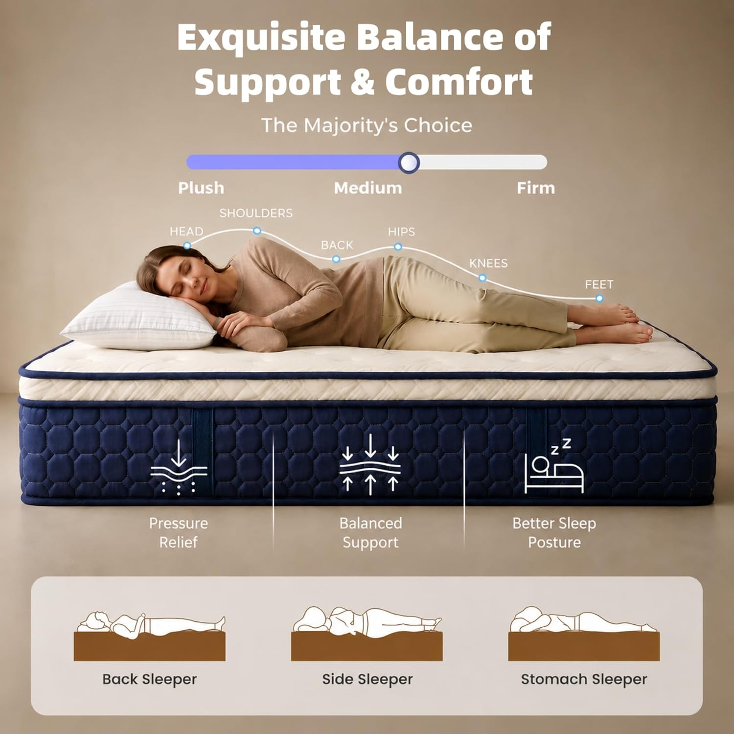 クイーンサイズのマットレス、14インチのハイブリッドマットレ - Memory Foam Mattress In A Box Queen のレビューと価格