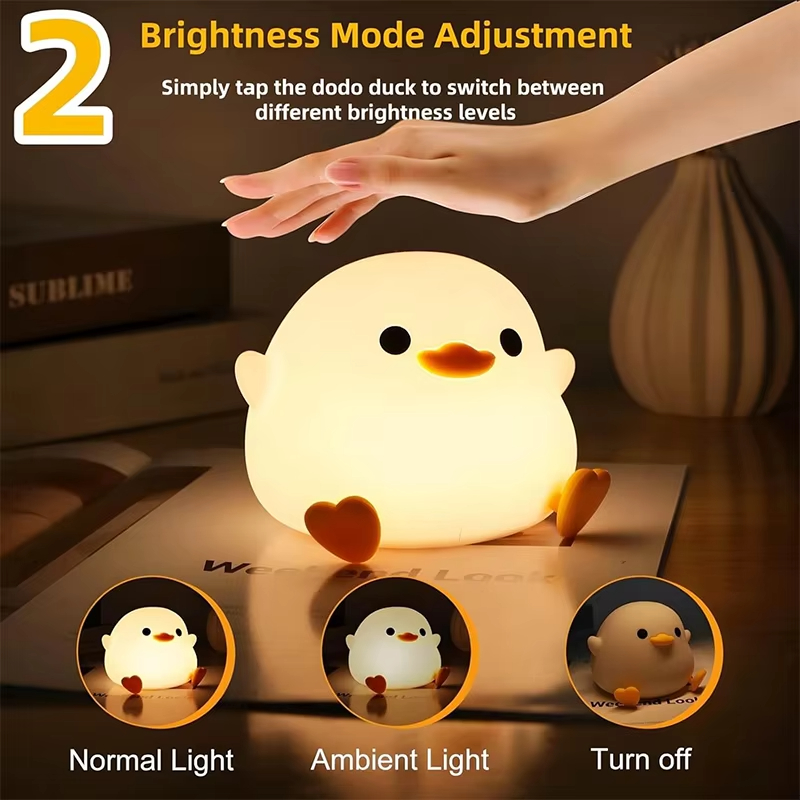 LEDナイトライト かわいいアヒルの漫画動物シリコンランプ  - Floating Nightstand With Led Light のレビューと価格