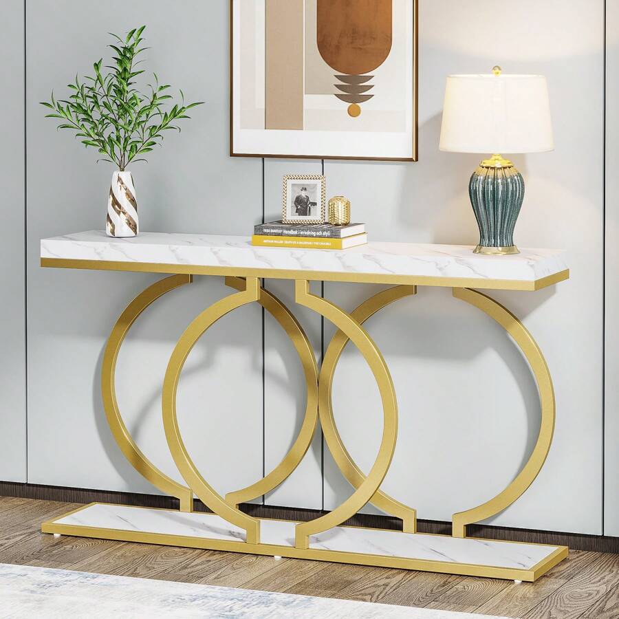インチモダンゴールドコンソールテーブル、玄関テーブル、ソファ - Tables のレビューと価格