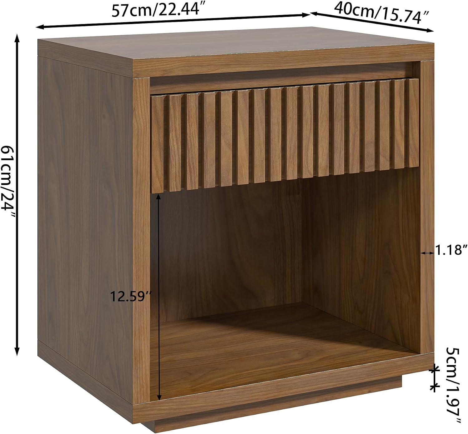 無垢材を使用した天板を持つ、2段引き出し付きのナイトテーブル - Solid Wood Nightstand 2 Drawers のレビューと価格