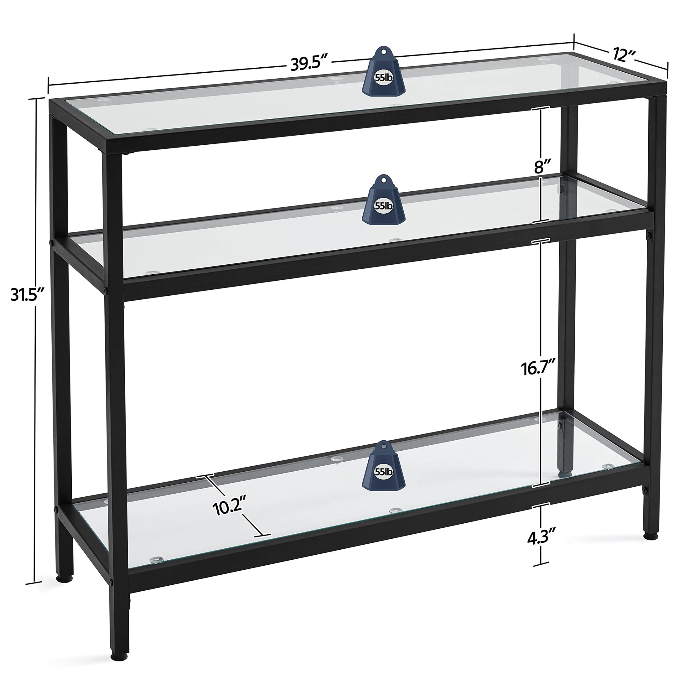 コンソールテーブル、金属フレームと強化ガラス製ソファテーブル - Tables のレビューと価格