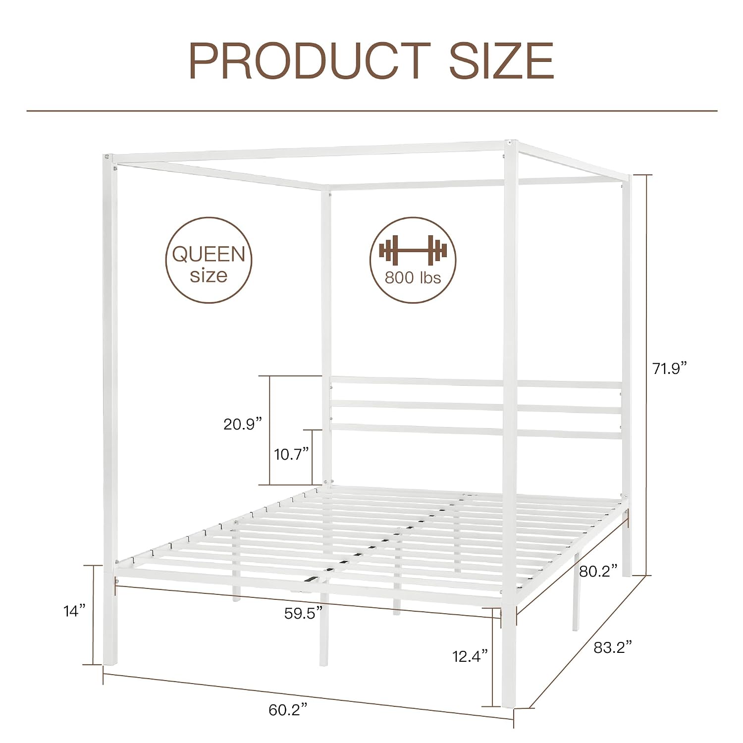 クイーンサイズメタルキャノピーベッドフレーム、頑丈なサポート - Canopy Bed Frame Metal Queen のレビューと価格