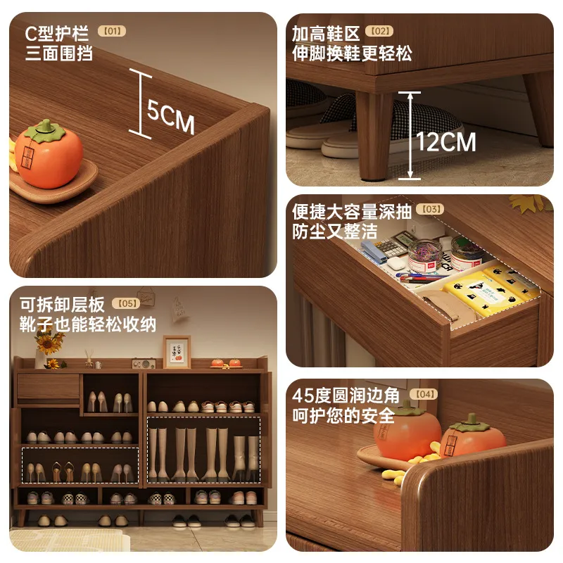 無垢材靴箱 狭い廊下収納 大容量 家庭用玄関ドアラックオーガ - Shoe Rack Cabinet Narrow Entryway のレビューと価格
