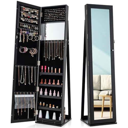高さ62インチの全身鏡付きジュエリーアルモアキャビネット、鍵 - Full Length Mirror Jewelry Armoire のレビューと価格