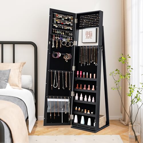 高さ62インチの全身鏡付きジュエリーアルモアキャビネット、鍵 - Full Length Mirror Jewelry Armoire のレビューと価格