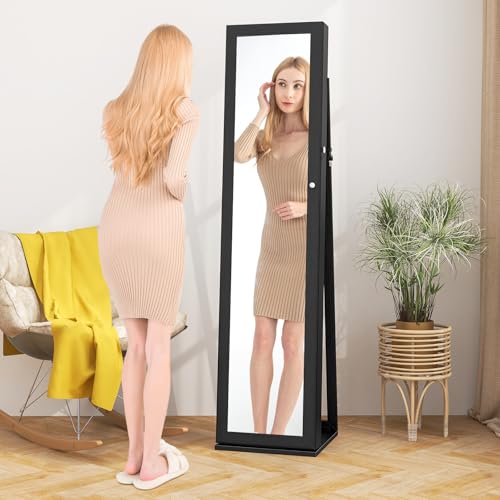 高さ62インチの全身鏡付きジュエリーアルモアキャビネット、鍵 - Full Length Mirror Jewelry Armoire のレビューと価格