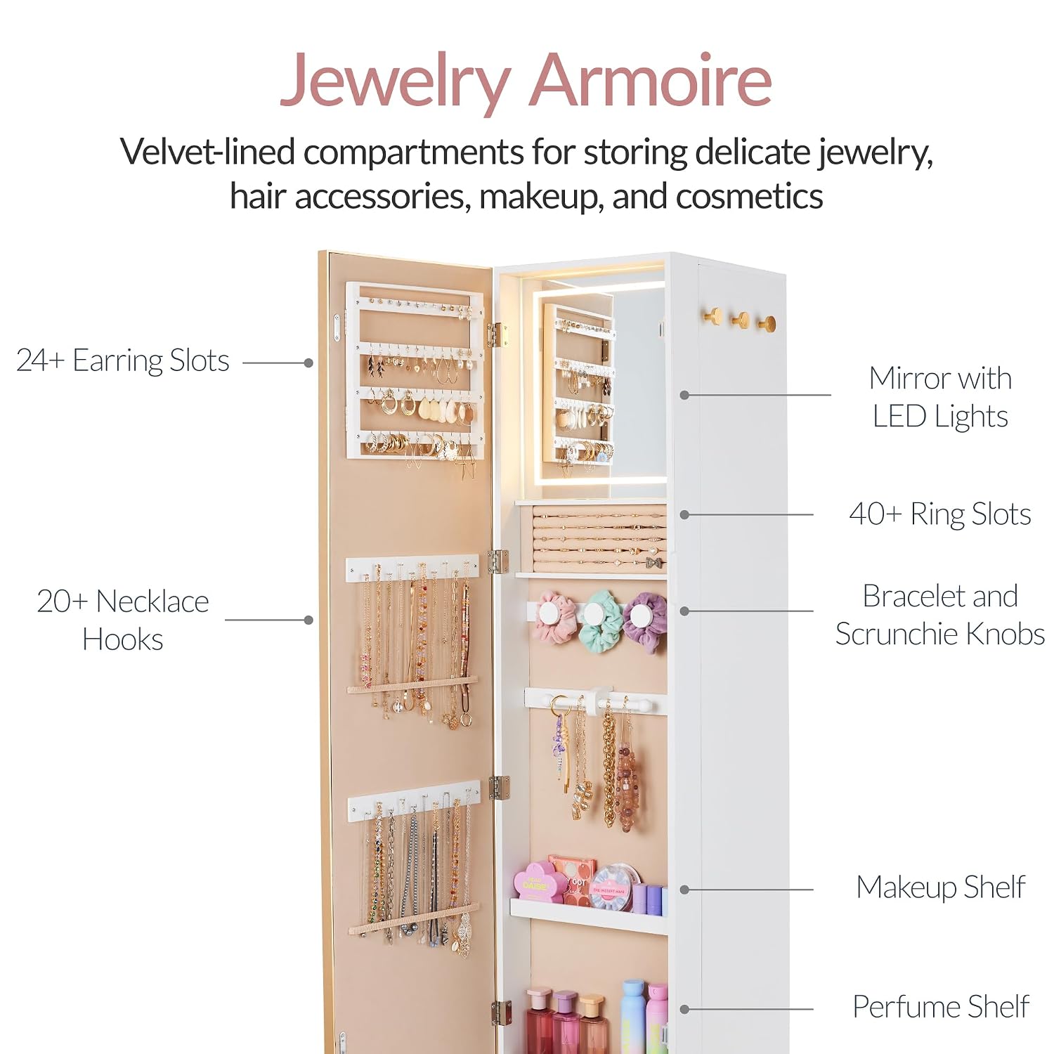 回転式ミラー付き収納キャビネット、360度回転ジュエリーアル - Full Length Mirror Jewelry Armoire のレビューと価格