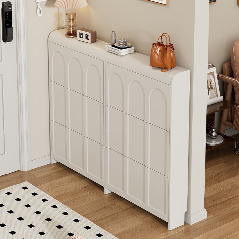 シューズキャビネット、モダンなクリーム色の木製超薄型ナローチ - Shoe Rack Cabinet Narrow Entryway のレビューと価格