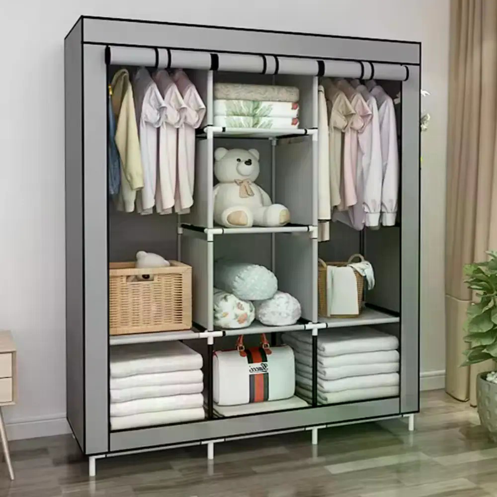 64インチのポータブルカバー付き不織布ワードローブ、多機能折 - Wardrobe Closet Portable Fabric Cover のレビューと価格