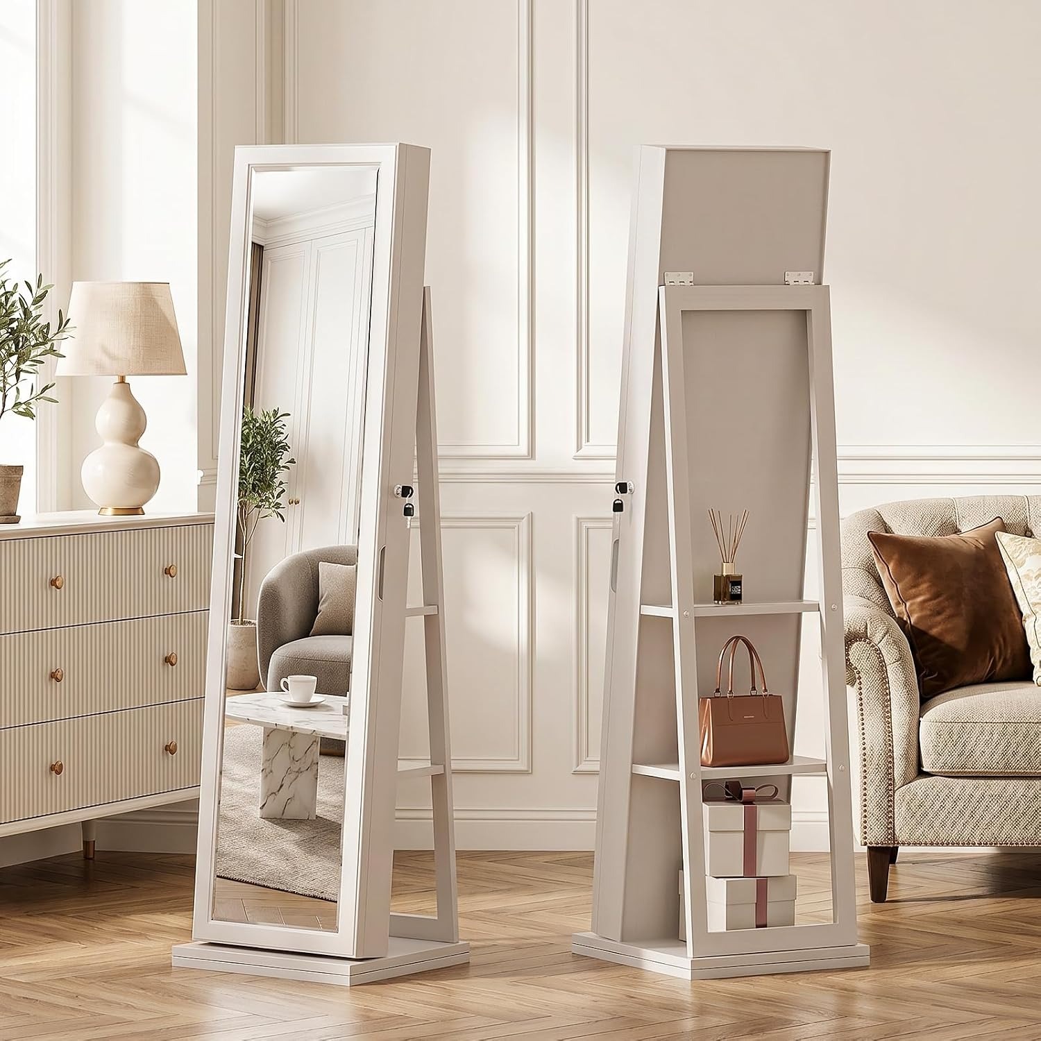 4-in-1 ジュエリーキャビネット ジュエリーアルモア ロ - Full Length Mirror Jewelry Armoire のレビューと価格