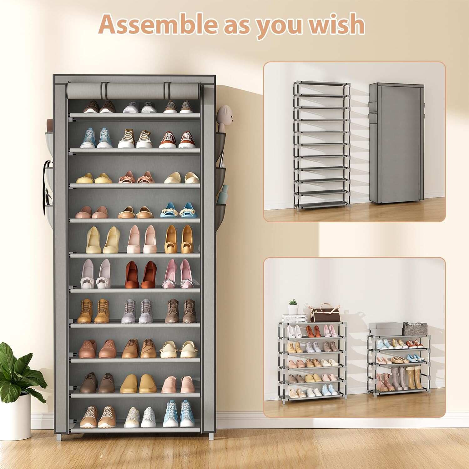縦型狭い靴棚オーガナイザー、クローゼット玄関用背の高い靴棚、 - Shoe Rack Cabinet Narrow Entryway のレビューと価格