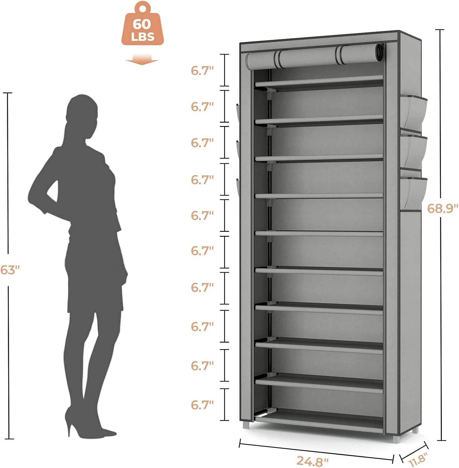 縦型狭い靴棚オーガナイザー、クローゼット玄関用背の高い靴棚、 - Shoe Rack Cabinet Narrow Entryway のレビューと価格